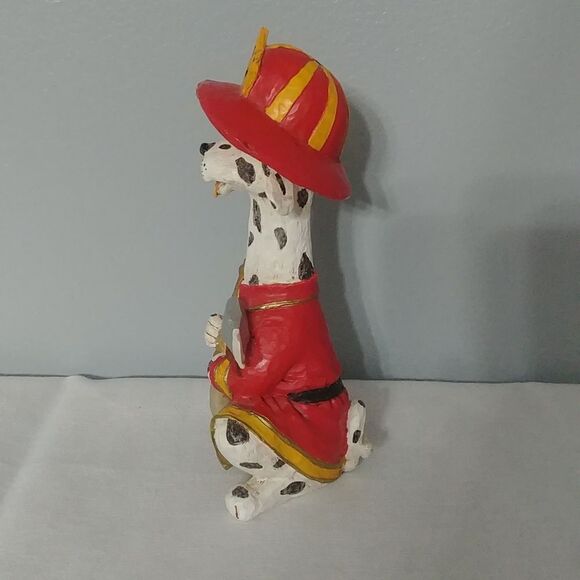 Small Firehouse Dalmation Figurine Whimsical Firefighter Decor - Picture 2 of 8
